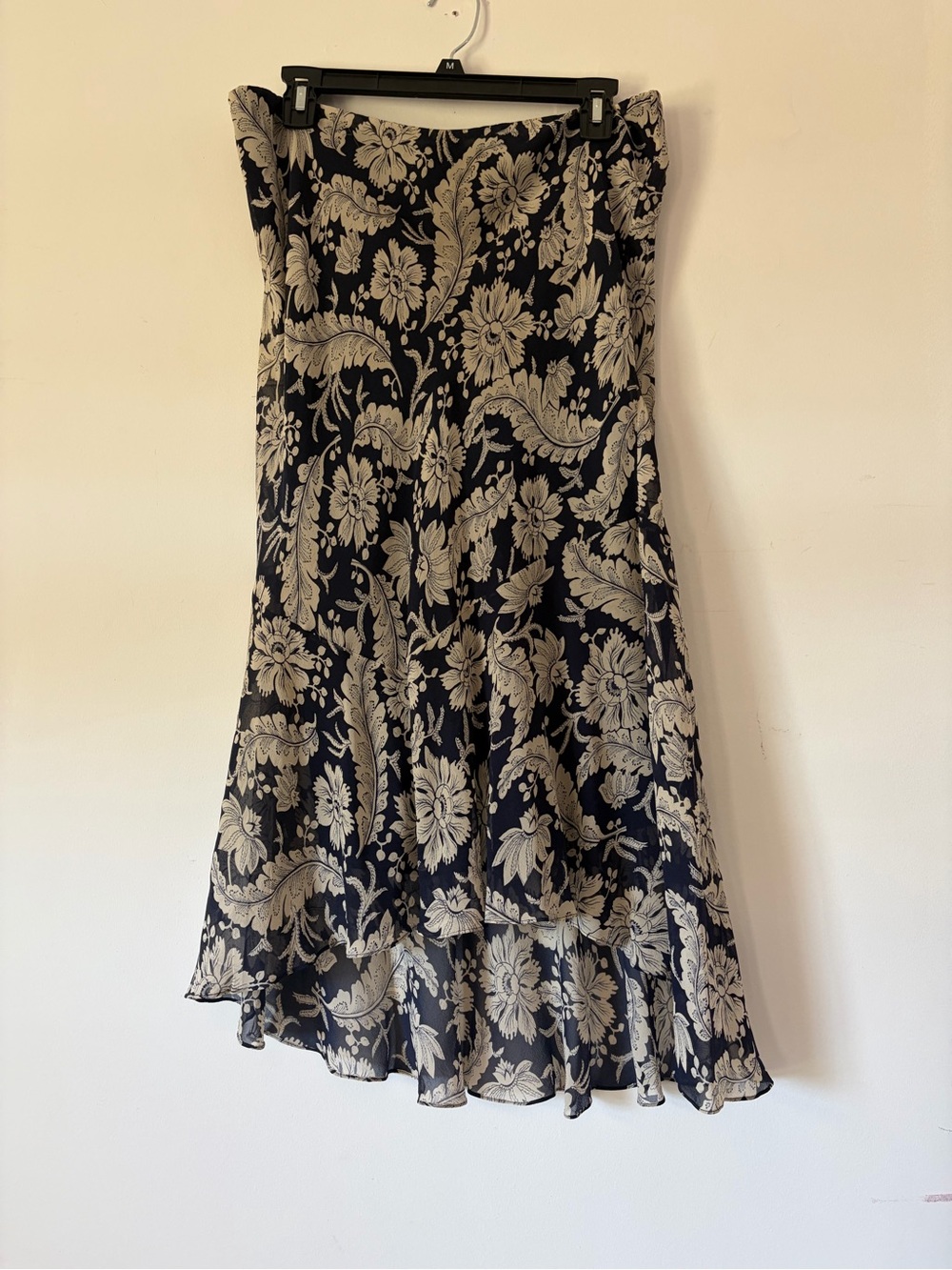Lauren Ralph Lauren Silk Midi Skirt floral print ruffles cottagecore boho 12P
